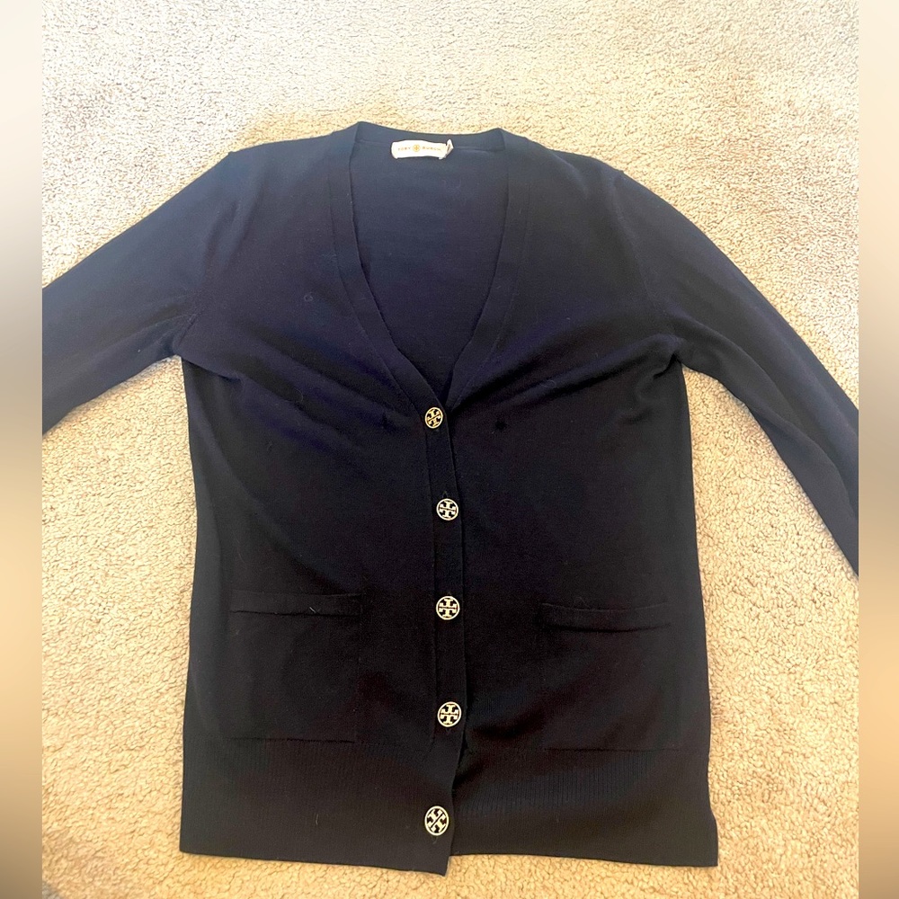 TORY BURCH Cashmere Cardigan - Navy Blue